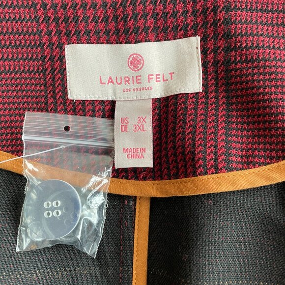 NWOT Laurie Felt Zoe Plaid Wrap Coat in Burgundy with Fringe Trim, Size 3x - Picture 8 of 11